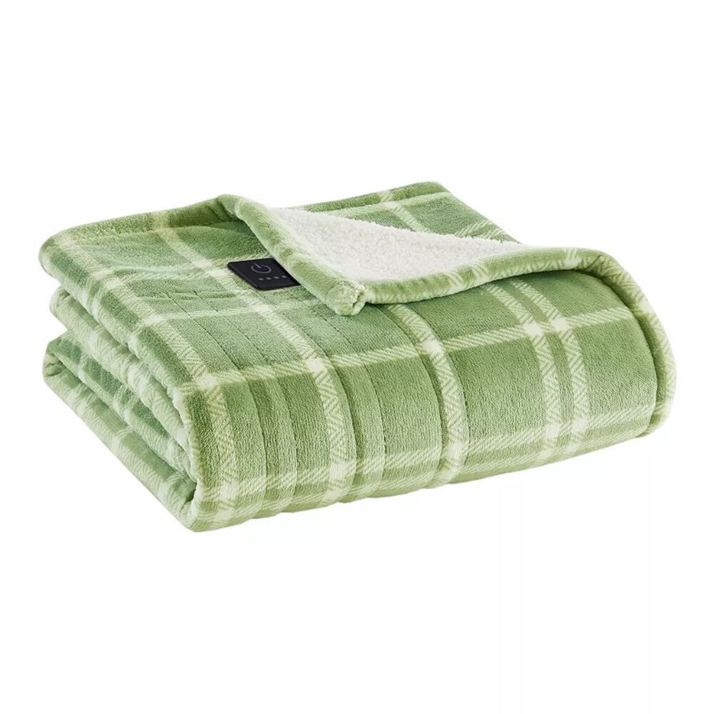 Serta Heated Throw Blanket - Reversible Fleece to Sherpa Electric Blanke…